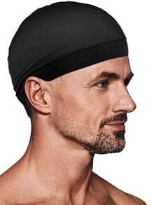 3pcs Solid Color Satin Elastic Shower Cap, Soft Breathable Hair Wrap, Sleeping Cap, Unisex Suitable For Sleeping, Shower, Sports, Hip-Hop Enthusiasts - Multicolor - View 16