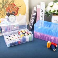 Organizador de carrete de hilo de costura WTMORE de 42 carretes - Caja de almacenamiento de plástico transparente y resistente para carretes de hilo gruesos y delgados, estante DIY para suministros de costura con divisores ajustables, organizador de accesorios de costura, accesorios de máquina de coser, almacenamiento de suministros de costura - Multicolor - Ver 6