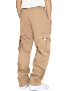 Men's Casual Cargo Sweatpants With Drawstring For Hiking - Khaki - View 5