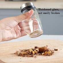 7件套调料罐套装，带旋转玻璃架，玻璃调味罐，适用于盐、胡椒粉、糖等，厨房收纳整理架