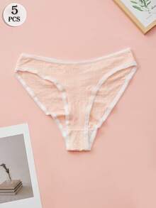 5 szt. przejrzystych i orzeźwiających, jednolitych kolorów i uroczych damskich spodni trójkątnych ze średnim stanem, czystych, uroczych, modnych, prostych, miękkich, wygodnych, z nadrukiem i jednolitym kolorem, dwie serie bielizny, odpowiednie do użytku domowego i na zewnątrz, na cztery pory roku, na imprezy i jako prezent