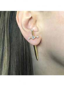 1 件哥特式剑形女式耳环，复古水晶耳环，欧美风格