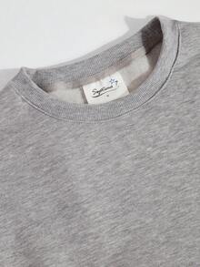 棉質女士上衣，落肩舒適衛衣，圓領超大運動衫，休閒，外出上衣，春秋兩季，垂感，柔軟透氣長袖上衣，百搭學院風，街頭服飾運動上衣女裝，早午餐女性服裝，女士節日服裝，意大利 阿馬爾菲海 字母標語圖案印花，花灰色上衣 - 花灰 - 查看 4