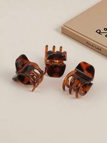 3 件套哑光黑色极简主义迷你三爪发夹，适用于高马尾、半顶梳发型和全头造型，是多功能发饰、发夹和发束固定器，适合日常佩戴。节日必备时尚发夹秋季配饰 - 黑色 - 查看 11