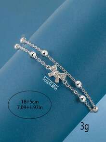 1件精美奢华双蝴蝶结设计手链，情人节礼物 - 玫瑰金 - 查看 6