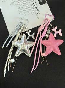 1PC Y2K Style Pink Star Bag Accessory, Chenille Bag Accessory, Keychain Accessories Car Pendant Can Be Used For Bag Pendant Pendant. Gifts Valentine'S Day Stylish For Teen Girls Women College Students Teacher White-Collar Workers Rookies & White-Collar Workers Gift Accessories Decor Present Car Accessories Women Key Chain Charms Back To School Supplies Gifts For Teachers