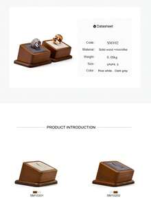 Oirlv 木质戒指架方形绒布戒指托盘情侣戒指展示架珠宝摄影道具求婚仪式氛围婚庆用品珠宝店展示架奢华格调 - 彩色 - 查看 6