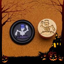 Série mignonne de sorcière et de squelette pour Halloween 15 mm Mini Cachet de cire - Parfait pour les lettres d'amour, les invitations, les cartes de fête, les journaux, le scrapbooking, les bricolages