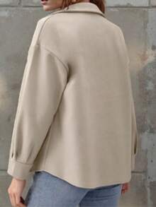 Simple Women's Autumn And Winter Loose Wool Coat - Apricot - View 4
