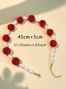 1pc Women's Fashion Tomato Necklace, Unique Handmade Design Sweet & Elegant, Suitable For Daily Wear, Party, Music Festival, Wedding Or Any Occasion