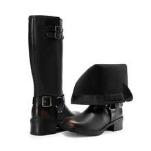 Women's Motorcycle Boots Side Zipper Knee High Boots Square Toe Chunky Low Heel Buckle Decorated Biker Fashion Stylish Riding Boots Festival Dresses For Woman - Rỉ Nâu - Xem 5
