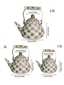 1 Juego de tetera/cafetera con patrón de cuadros, estilo versátil adecuado para la cocina, la sala de estar y el patio, un gran artículo de regalo