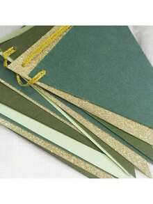 2/4 pièces Décoration de bannière triangle doré vert, fournitures de fête végétale, fanions pour Nouvel An, anniversaire, salle de classe, anniversaire, décoration de remise des diplômes, drapeaux 10 pi/5 m. Ajuster la longueur arbitrairement