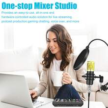 Podcast Equipment Bundle, With Podcast Microphone And V8 Sound Card, Voice Changer - Audio Interface -Perfect For Recording, Singing, Streaming And Gaming - Black F998 - View 11