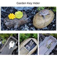Small Turtle Stone Storage Box, Realistic Key Safe Fake Stone Keychain Secret Compartment Outdoor Key Organizer Analog Key Hider - Nhiều màu - Xem 2