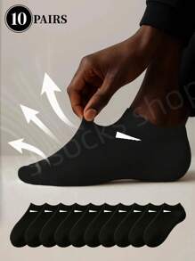 1/10/15 Pairs Unisex Plus Size Black/White/Grey Breathable Ankle Socks, Sports Socks, Fashion Socks, Solid Color Simple Style, Suitable For Daily Wear