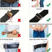 1条弹力腰带，可调节无扣腰带，适合搭配牛仔裤，男女通用，隐形弹力腰带，塑形腰带 - 无扣舒适，可调节且富有弹性，完美搭配牛仔裤和休闲裤 - 提升您的身材曲线，复古弹力腰带 - 无扣，隐形贴合，男女通用，舒适弹力，均码