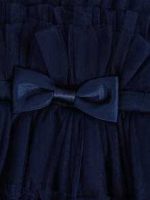 0-2岁女婴海军蓝薄纱连衣裙，生日派对迷你连衣裙 - 寶藍色 - 查看 5