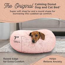 Best Friends By Sheri Original Calming Donut Dog And Cat Bed, Shag Faux Fur, Lavender, (36in X 36in) - Anxiety Relief For Pets Up To 100 Lbs - Cotton Candy Shag - Xem 6