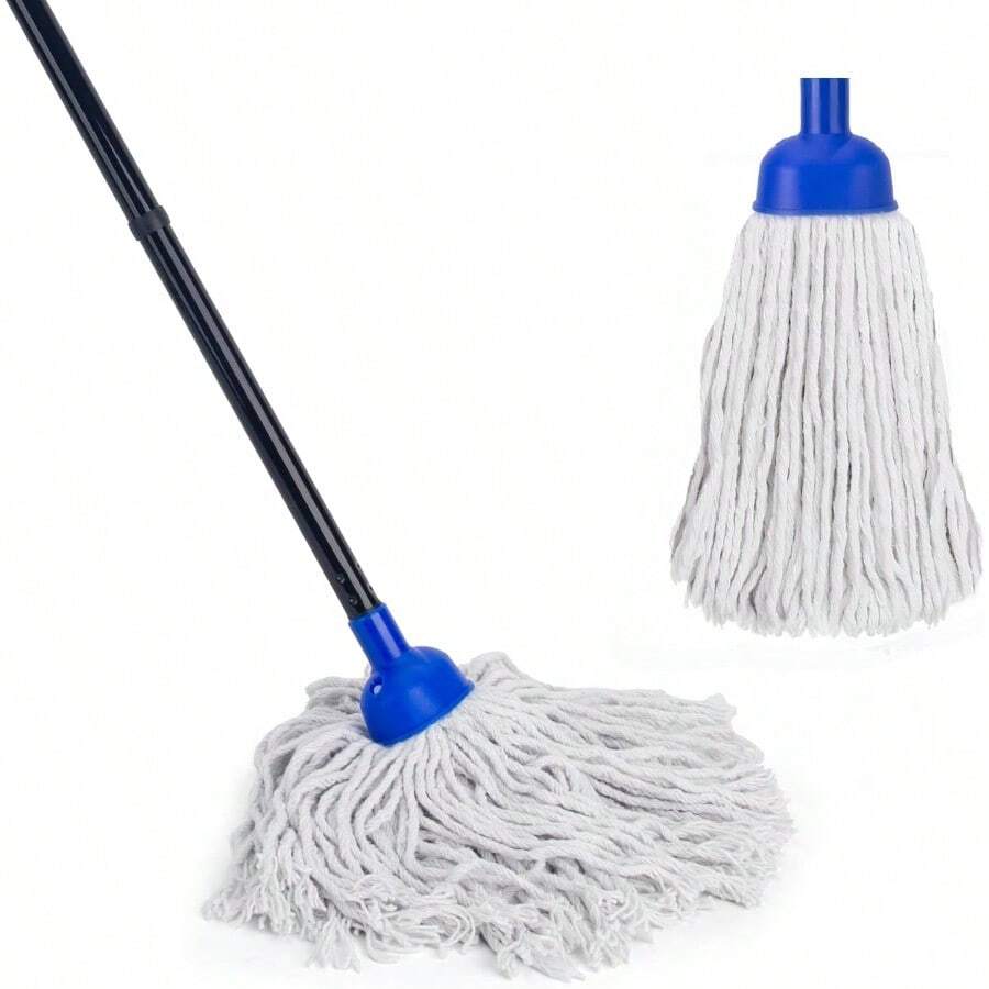 Mop For Floor Cleaning2 Pcs Cotton String Wet Mops Replacement Head Refill Compatible With Microfiber Cloth Mop And 0.8" Diameter Mop Handle 1 Handle And 2 Mop Heads - 藍色 - 查看 1