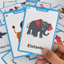 25 Cards Spanish Animal Learning Flash Cards For Kids Preschool Kindergarten Vocabulary Words Learning Cards, Montessori Teacher Must-Have, Children's Spanish Learning Materials - Multicolor - View 5