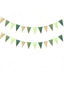2/4 pièces Décoration de bannière triangle doré vert, fournitures de fête végétale, fanions pour Nouvel An, anniversaire, salle de classe, anniversaire, décoration de remise des diplômes, drapeaux 10 pi/5 m. Ajuster la longueur arbitrairement
