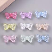 30颗透明亚克力天使翅膀蝴蝶结珠饰,仙女翅膀蝴蝶结散珠,适用于珠宝制作,如手链、耳环、项链、DIY手机链等工艺品。 - 亞克力珠 - 查看 4