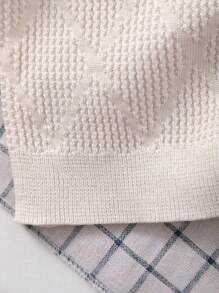 Baby Boy Knitted Collared Soft & Comfortable Top - Beige - View 4