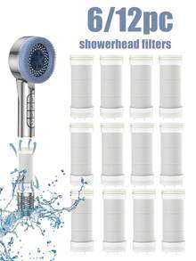 Tatukiko 6/12 件淋浴喷头滤芯替换装，PP 棉通用手持淋浴滤芯，适用于反渗透颗粒过滤