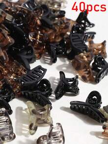 20pcs Mini Cross Claw Clips, Brown Small Hair Clips For Bangs And Ribbons (Random Color) Hair Accessories Elegant Hair Claw Fall Winter For Vacation Outfits Woman - Mixed Color Ribbon Small Hair Claws - View 10