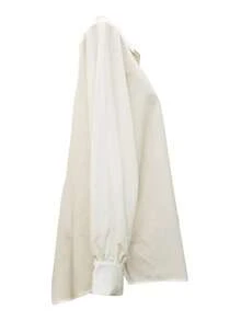 British Style Woven Long Sleeve Blouse, Elegant Top White Spring - White - View 8