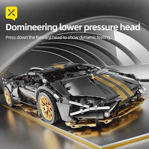 1 pieza Juego de construcción de supercoche con 1340+ piezas, coche deportivo rosa y blanco a escala 1:14, juguete de construcción de ABS, rompecabezas educativo, ideal para decoración del hogar y regalo para adolescentes y adultos