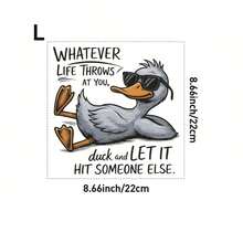 DTF Heat Transfer Iron On Sticker | Funny Duck Iron On Transfer – Cute Cartoon Animal With Quote | Heat Press Decal For DIY T-Shirts, Hoodies, Tote Bags | Cool Chill Duck With Fashion Glasses - Multicolor - View 2