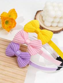 10pcs Elegant Cute Bow Headbands, Solid Color Hair Hoops, Non-Slip Hair Accessories, Ribbon Bow Headbands - Multicolor - View 3