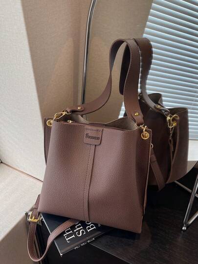 New Fashion Niche Stylish Casual Versatile Bucket Bag, Retro Classic High-Quality Wide Strap Women's Shoulder Bag, Crossbody Handbag Suitable For Work, Dating, Shopping, Daily Use