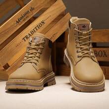 男士户外徒步高帮靴，复古款 - 卡其色 - 查看 2
