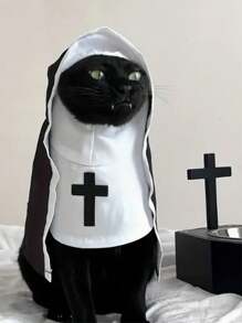 3 Sizes Pet Cat/Dog Nun Costume Clothing, Pets Halloween Costumes, Dogs, Cats Halloween Costumes, Cute Funny Sister Habit Dress Outfit , Halloween Costumes For Small Medium Large Pets, Cosplay Party Decorations Halloween Halloween Costumes