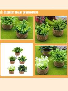 Artificial Woven Rattan Small Potted, Miniature Artificial Bonsai Plants Tiny Greenery, Faux Greenery Planter Pot Ornament, For Dollhouse Decoration, Mini Scenery Photography Props Low Maintenance Vivid Appearance, For Desktop Party, Kitchen, Garden Decor, Christmas Holiday Gift Home Decor, Back To School, Room Decor, School Supplies