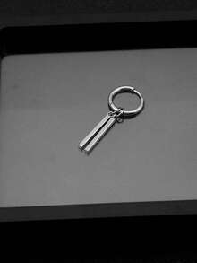 1pc Stainless Steel Non-Fading Minimalist Rectangle Ear Clip, Suitable For Men With Or Without Pierced Ears - Long Strip - View 6