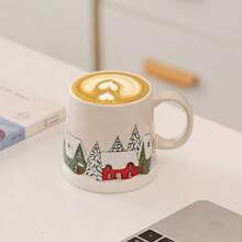1 pieza Taza de café navideña, taza de cerámica para beber, taza de agua de cerámica de gran capacidad para uso doméstico