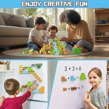 Magnetic Building Tiles Toys, Upgraded STEM Construction Game Kids Sensory Toys, Magnetic Construction Set Suitable For Creative Play - Build A Magnetic World, DIY Assembly Educational Set, Inspiring Children's Creativity And Hands-On Ability, Children's Birthday Gifts Holiday Gifts (Some Colors Random)