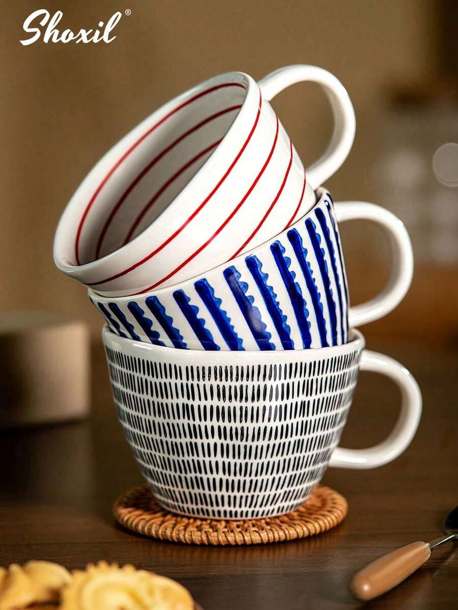shoxil 1pc Asymmetrical Ceramic Coffee Mug With Handle, Coffee Mug, Coffee Cup, Tea Mug, Tea Cup, For Tea, Office, Home, Party, Gifts - Coffee Cup - View 1
