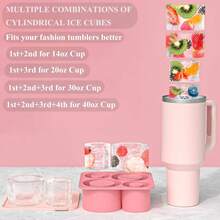 4-In-1 Silicone Ice Cube Tray – Multi-Size Ice Mold For Every Drink – Easy-Release, No-Spill Design – Keeps Drinks Cold Longer –  & Durable – Pink,11114388 - 粉色 - 查看 8