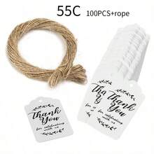 100Pcs/Pack Thank You For Your Tags And Ropes, Party And Holiday Decoration Kraft Paper, Gift Tag Tags, DIY Handmade Thank-You Tags, Holiday Gift Tag Tags, Party And Wedding Decoration, Blank Tags, Holiday Party Decoration, Christmas Gift Tag Tags