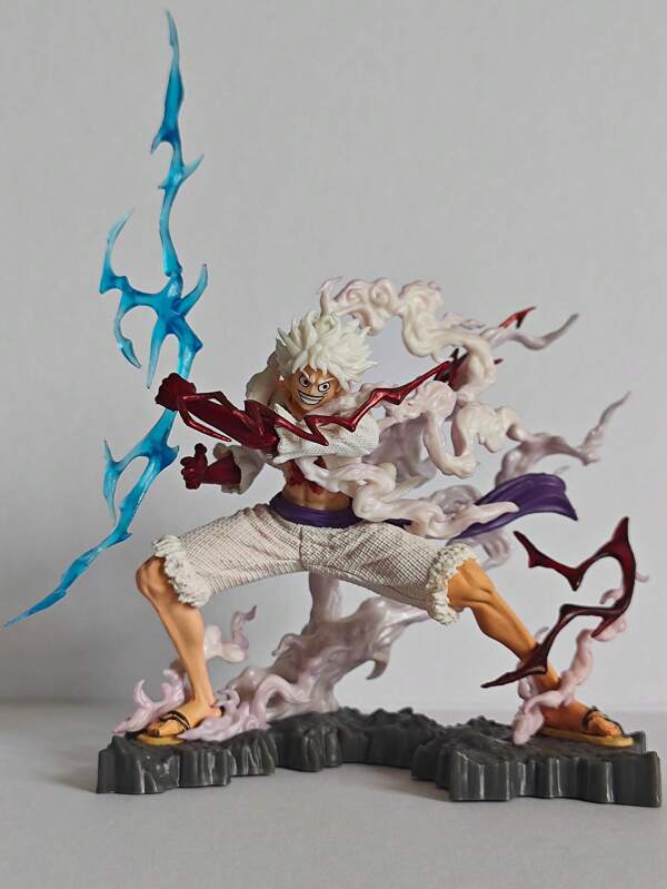 One Piece-Nika [Straw Hat / Holding Thunderbolt / Punching The Ground] PVC Anime Model Figure For Exquisite Birthday/Holiday Gift And Car Or Room Decoration