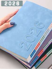 1 PC 2026 PU Dotted Daily Planner – One Page Per Day With Color-Coded Monthly Tabs, Includes Study/Work Templates, Address Book & Yearly Calendar. Minimalist Productivity Notebook For Time Management & Goal Tracking.