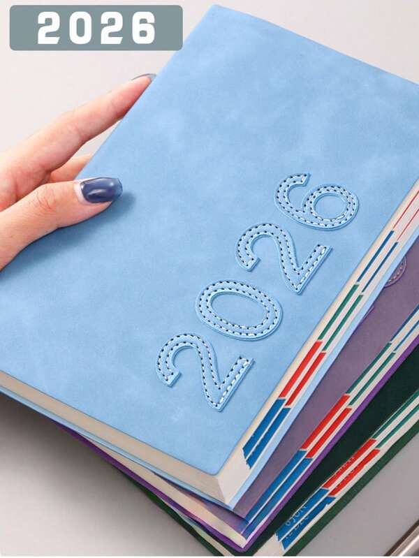 1 PC 2026 PU Dotted Daily Planner – One Page Per Day With Color-Coded Monthly Tabs, Includes Study/Work Templates, Address Book & Yearly Calendar. Minimalist Productivity Notebook For Time Management & Goal Tracking.