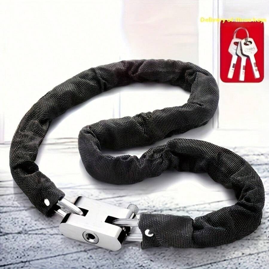 1pc Metal Cut Iron Single Chain Anti-Theft Lock, Suitable For Securing Bicycles, Motorcycles And Cars, No Power Source Required - Multicolor - View 1