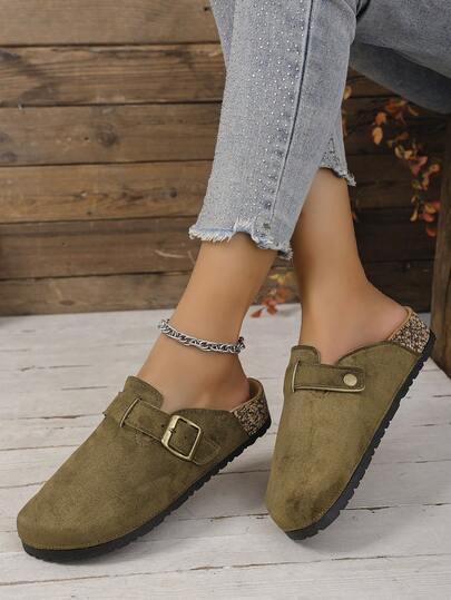 Boken Shoes 软木拖鞋，绒面革一脚蹬凉鞋，厚底户外包头拖鞋，男女通用时尚加大码，欧美风格