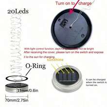 Solar Mason Jar Lid String Lights, 3/6/9/12/30Pack 20 Led 6.6FT String Fairy Star Firefly Jar Lids Lights With Hangers Included (Jars Not Included), For Mason Jar Patio Garden Wedding Lantern - Warm white light - View 8